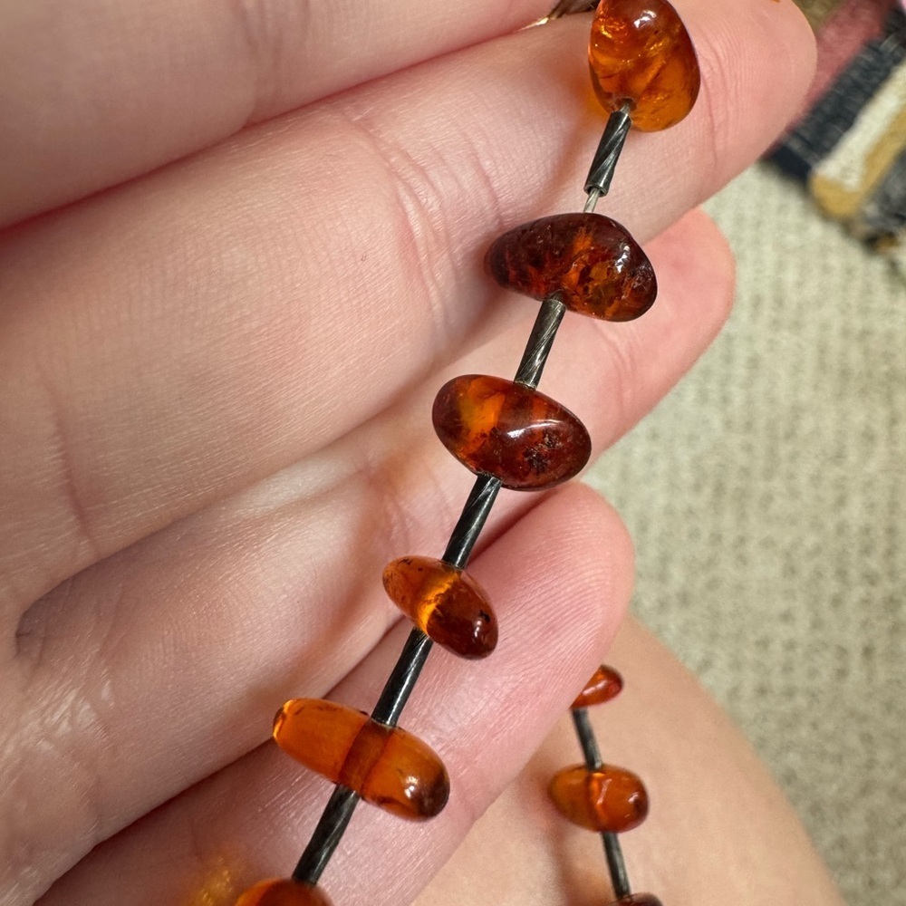 Vintage Baltic Amber Barrel Bead Southwestern Necklace - Picture 9 of 16
